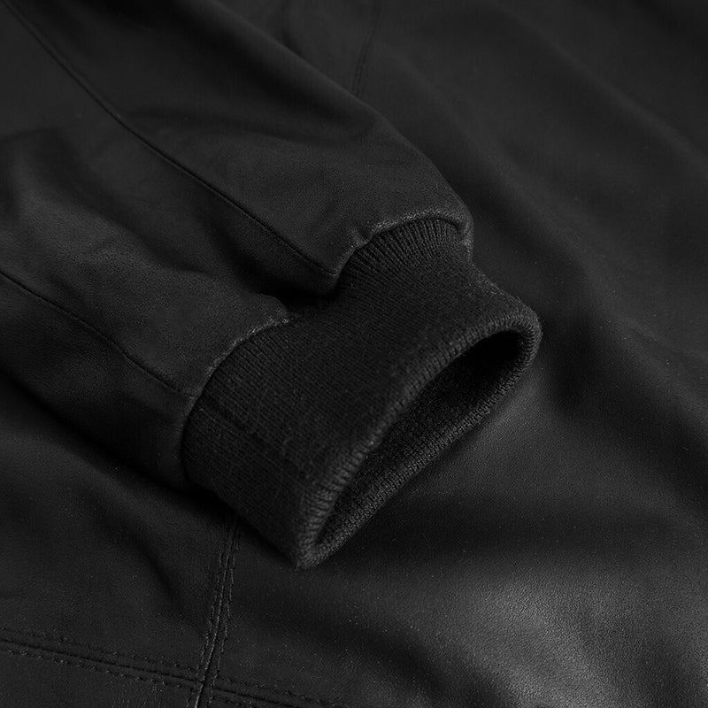 Depeche leather wear Sporty Kendra long sleeved leather top Tops 099 Black (Nero)
