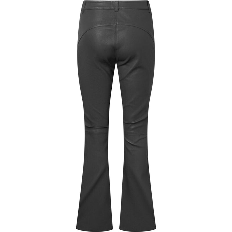 Depeche leather wear Stretch flare pants in soft leather quality Pants 129 Dark grey