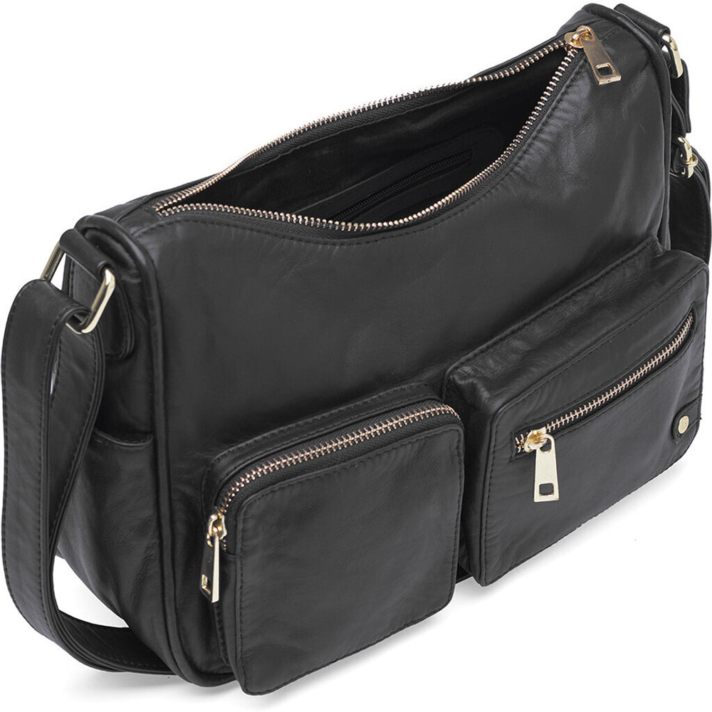 Stylish leather shoulderbag / 16278 - Black/Gold – DEPECHE