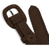 DEPECHE Suede belt with oval buckle Belt 008 Chocolate