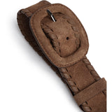 DEPECHE Suede belt with oval buckle Belt 327 Dark Camel