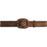 DEPECHE Suede belt with oval buckle Belt 327 Dark Camel