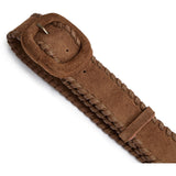 DEPECHE Suede belt with oval buckle Belts 327 DARK CAMEL