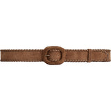DEPECHE Suede belt with oval buckle Belts 327 DARK CAMEL
