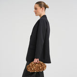 DEPECHE Suede clutch bag with all-over round studs Clutch 028 Caramel