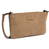 DEPECHE Suede clutch bag with brown patch details Clutch 011 Sand