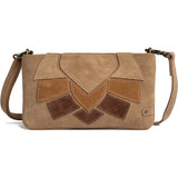 DEPECHE Suede clutch bag with brown patch details Clutch 011 Sand