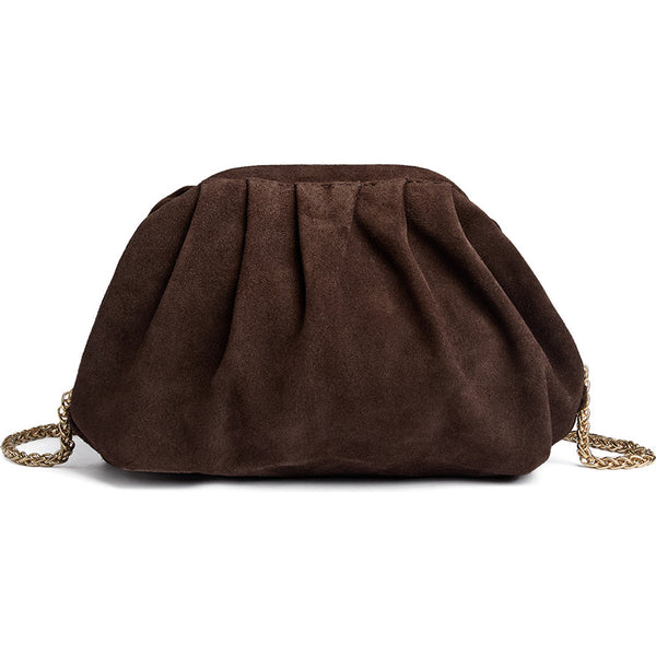 DEPECHE Suede clutch bag with strap Clutch 008 Chocolate
