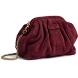DEPECHE Suede clutch bag with strap Clutch 305 Ox Blood