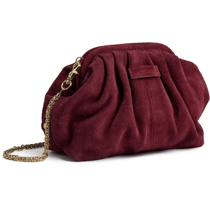 DEPECHE Suede clutch bag with strap Clutch 305 Ox Blood