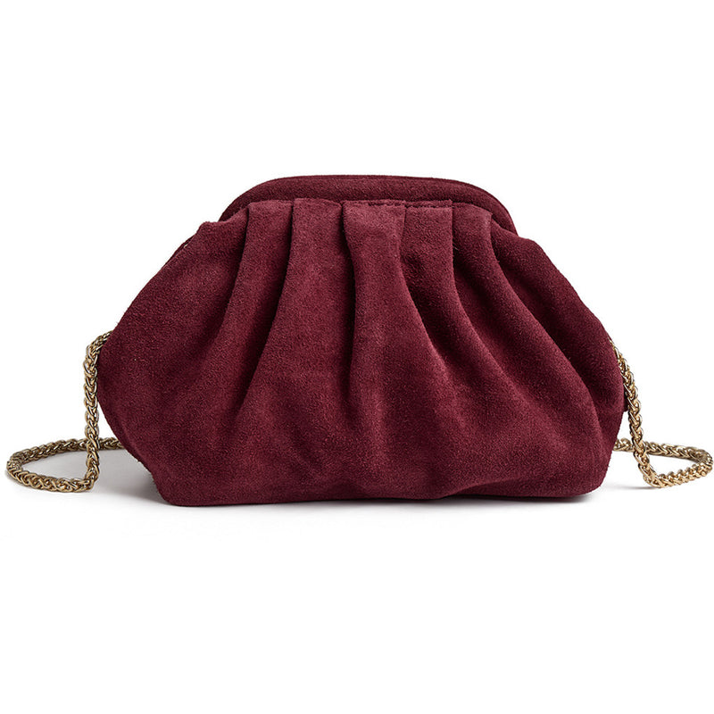 DEPECHE Suede clutch bag with strap Clutch 305 Ox Blood