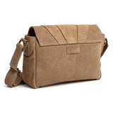 DEPECHE Suede crossover bag with brown patch details Cross over 011 Sand