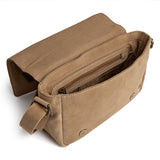 DEPECHE Suede crossover bag with brown patch details Cross over 011 Sand