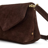 DEPECHE Suede crossover bag with flap Cross over 008 Chocolate
