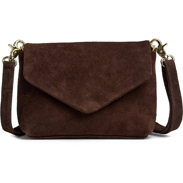 DEPECHE Suede crossover bag with flap Cross over 008 Chocolate