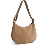 DEPECHE Suede shoulder bag with brown patch details Shoulderbag / Handbag 011 Sand
