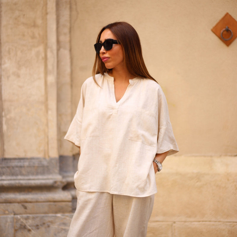 Depeche Clothing Tara linen blouse Blouse 012 Nature 