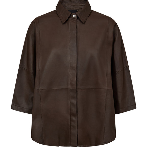 Depeche leather wear Tenna leather shirt Shirts 015 Brown