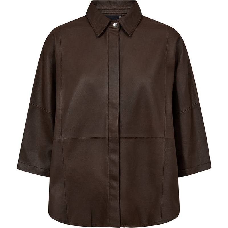 Depeche leather wear Tenna leather shirt Shirts 015 Brown