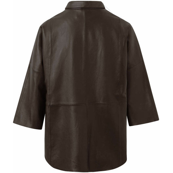 Depeche leather wear Tenna loose fitting leather shirt Shirts 015 Brown