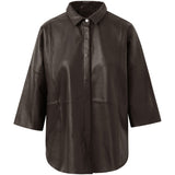 Depeche leather wear Tenna loose fitting leather shirt Shirts 015 Brown