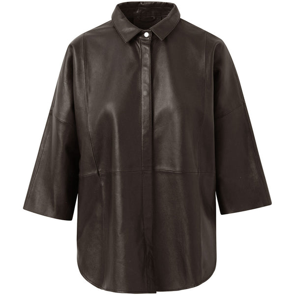 Depeche leather wear Tenna loose fitting leather shirt Shirts 015 Brown