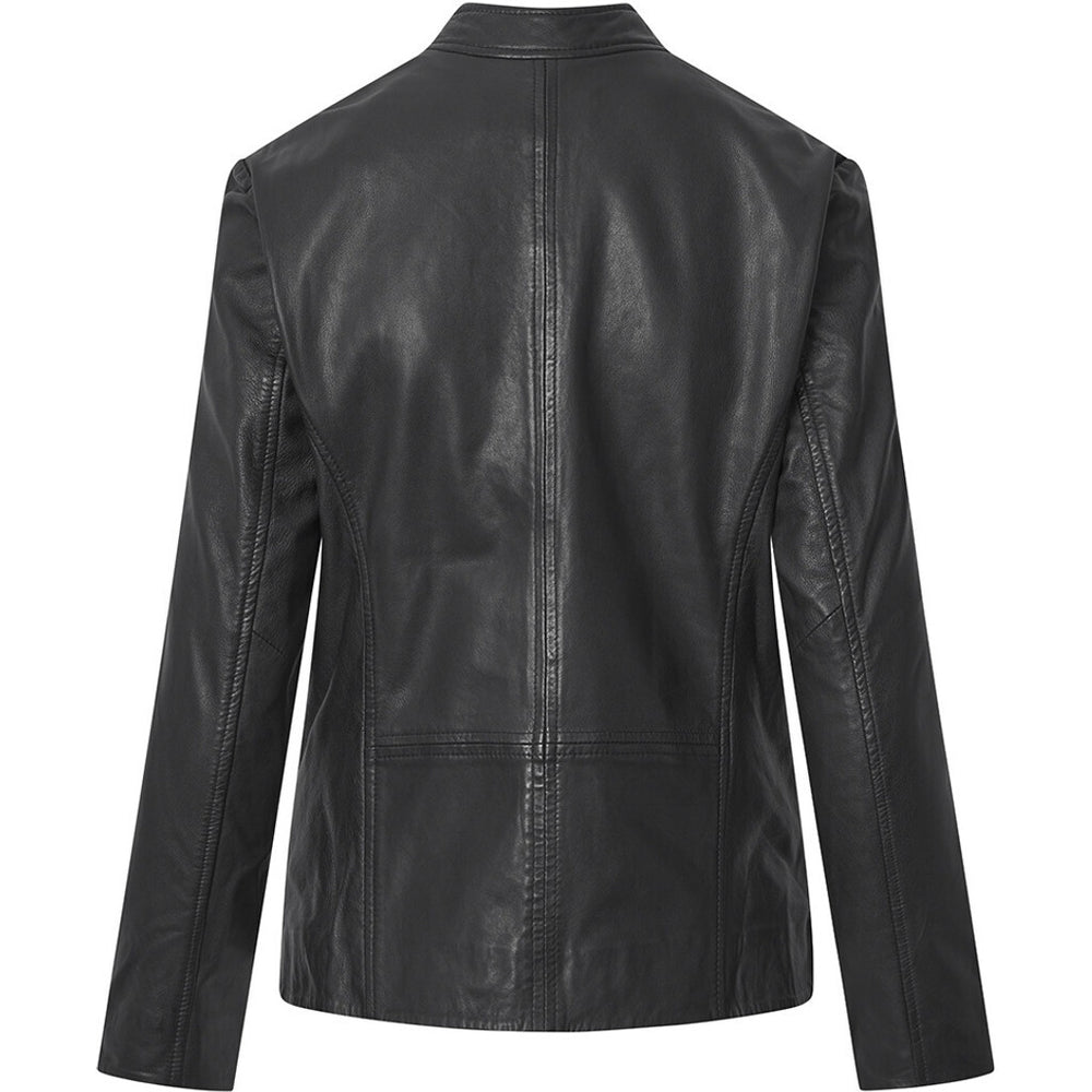 DURANTE ブラック レザーブレザー LL Timeless_Noelle_leather_jacket