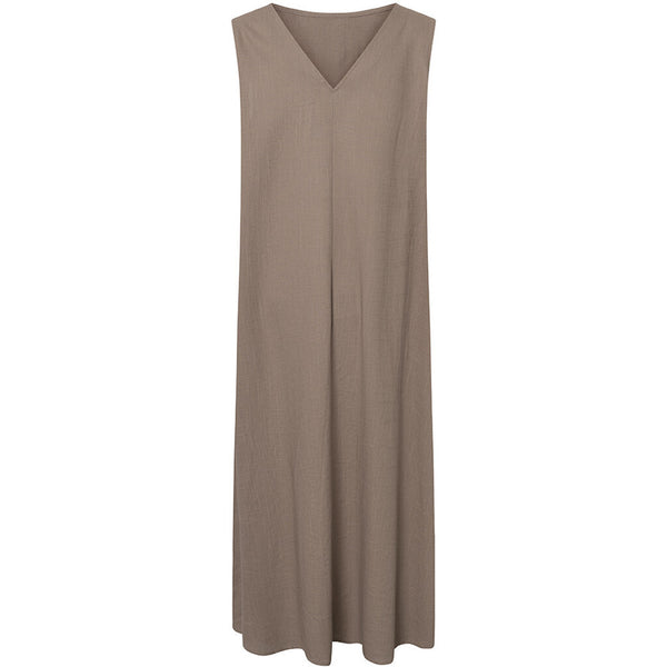 Depeche Clothing Timeless Tara dress in delicious linen quality Dresses 020 Taupe (visione)