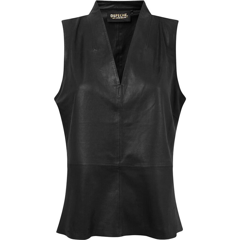 Depeche leather wear Tirsa top in silky soft leather quality Tops 099 Black (Nero)