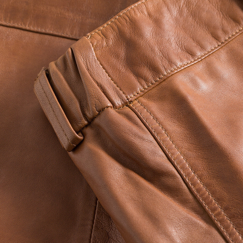 Depeche leather wear Trendy Dawn leather skirt Skirts 005 Vintage cognac