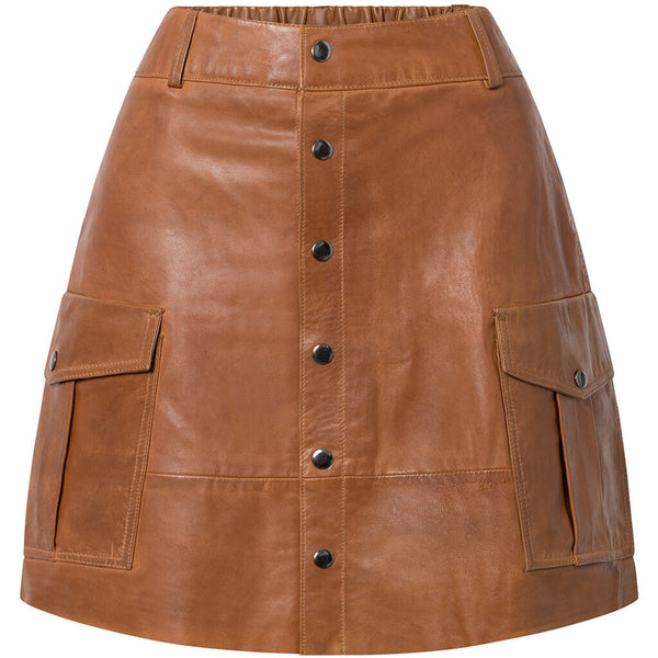 Depeche leather wear Trendy Dawn leather skirt Skirts 005 Vintage cognac