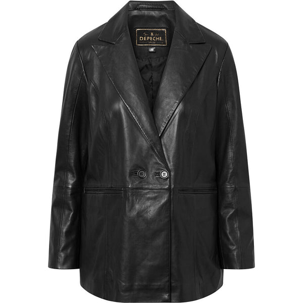 Depeche leather wear Trendy Linea blazer jacket in soft leather Blazer 099 Black (Nero)