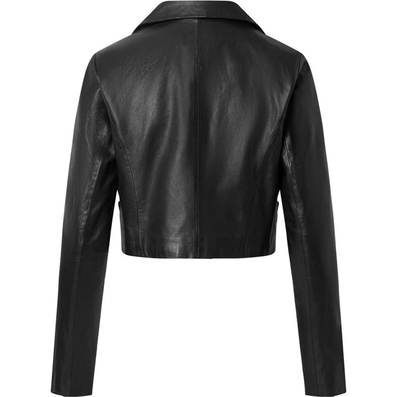 Depeche leather wear Trendy Nanah short/ cropped leather blazer Blazer 099 Black (Nero)