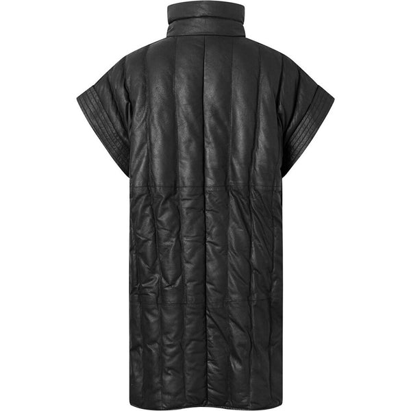 Depeche leather wear Trendy Tekla long leather vest Vest 099 Black (Nero)