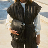 Depeche leather wear Trendy Tekla long leather vest Vest 099 Black (Nero)