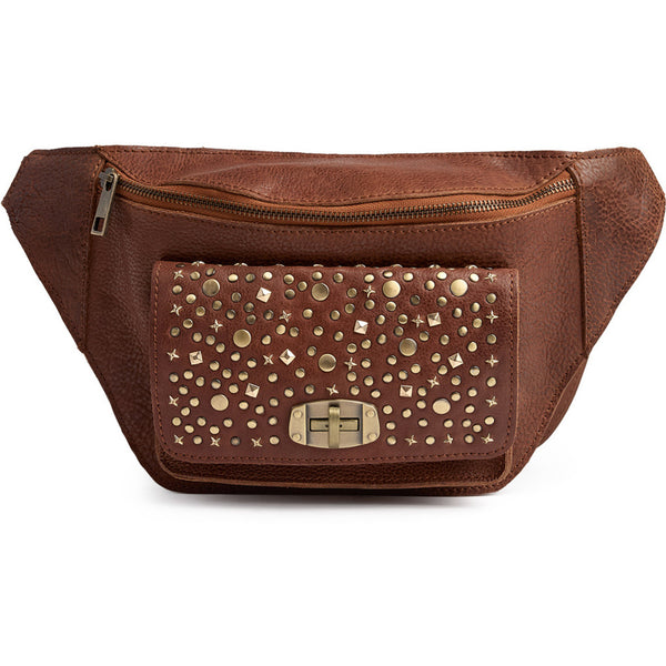 DEPECHE Trendy bumbag with studs Bumbag 005 Vintage cognac