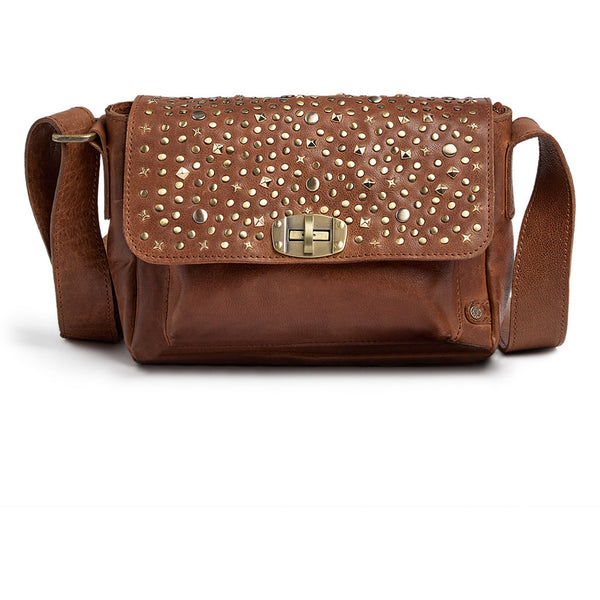 DEPECHE Trendy crossover with studs Cross over 005 Vintage cognac