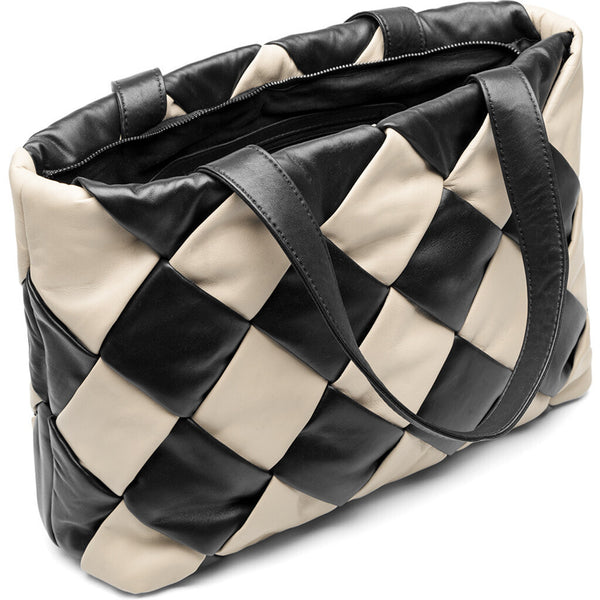 DEPECHE Trendy shopper bag in soft leather Shopper 229 Black/Vanilla