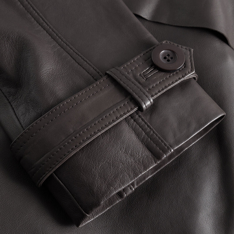 Depeche leather wear Trendy short May trenchcoat in soft leather Jackets 008 Chocolate