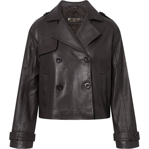 Depeche leather wear Trendy short May trenchcoat in soft leather Jackets 008 Chocolate