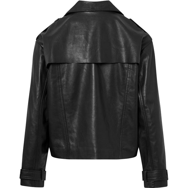 Depeche leather wear Trendy short May trenchcoat in soft leather Jackets 099 Black (Nero)