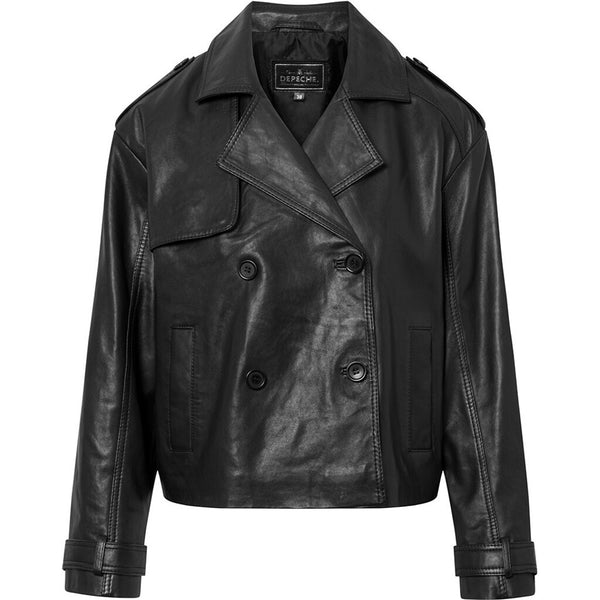 Depeche leather wear Trendy short May trenchcoat in soft leather Jackets 099 Black (Nero)