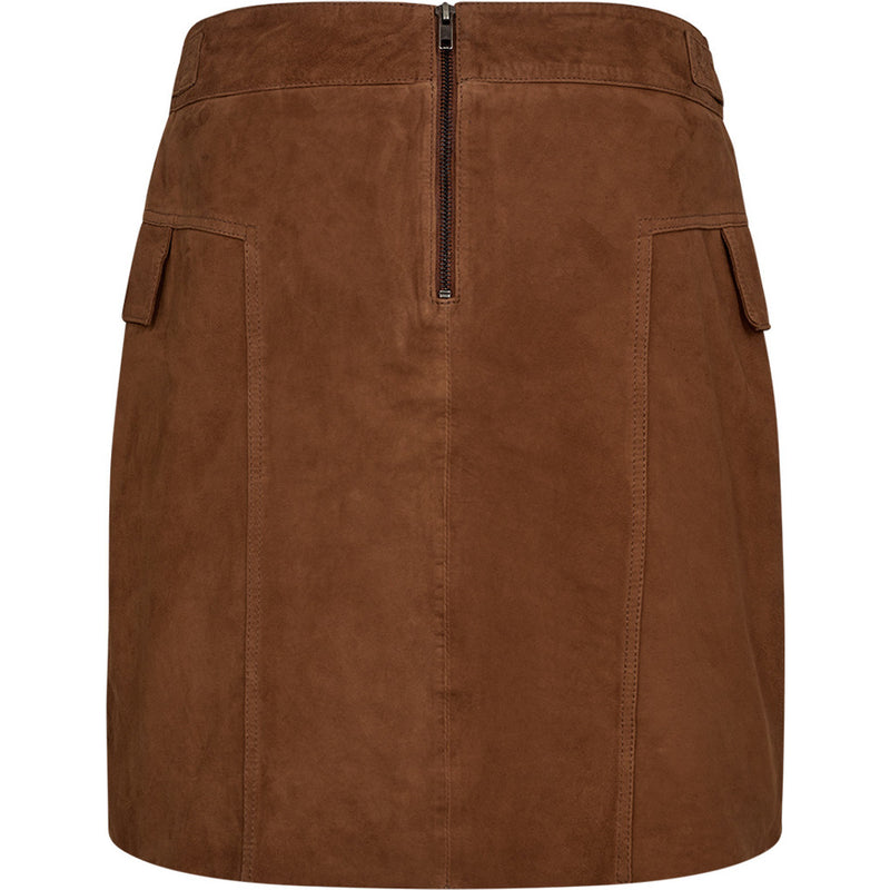 Depeche leather wear Trendy suede skirt Skirts 014 Cognac