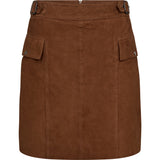 Depeche leather wear Trendy suede skirt Skirts 014 Cognac