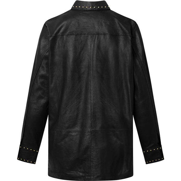 Depeche leather wear Tuja leather shirt decorated with studs Shirts 099 Black (Nero)