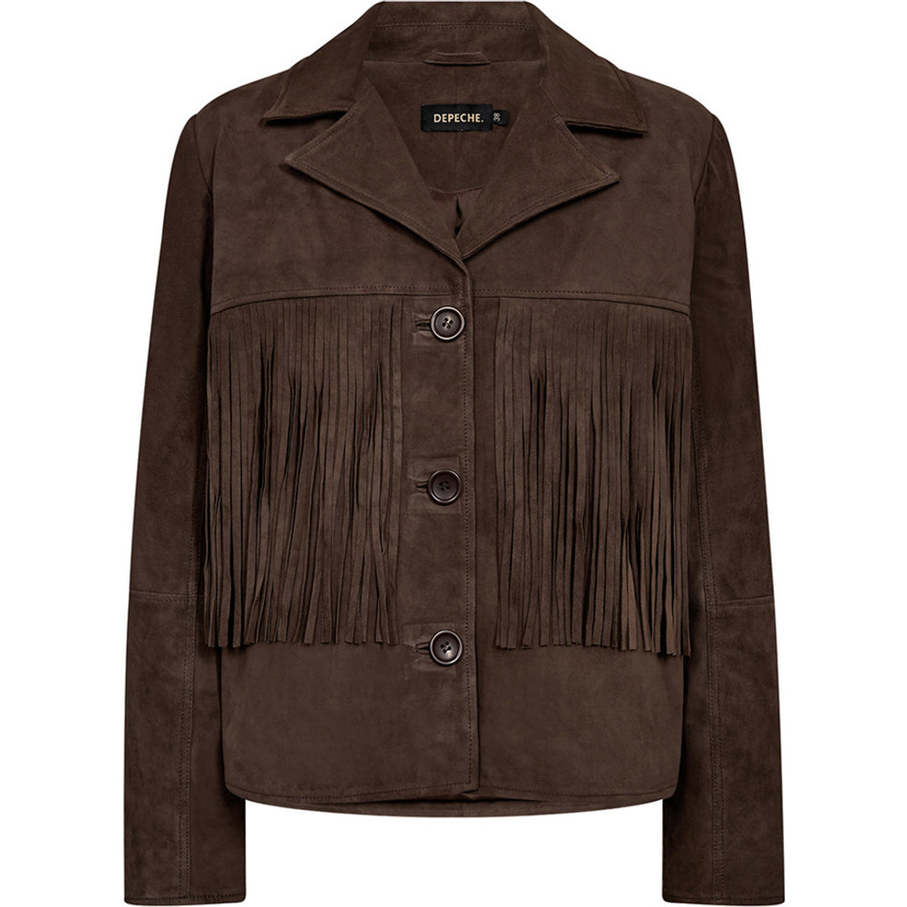 Vandana suede jacket with fringes / 51316 - Deer – DEPECHE