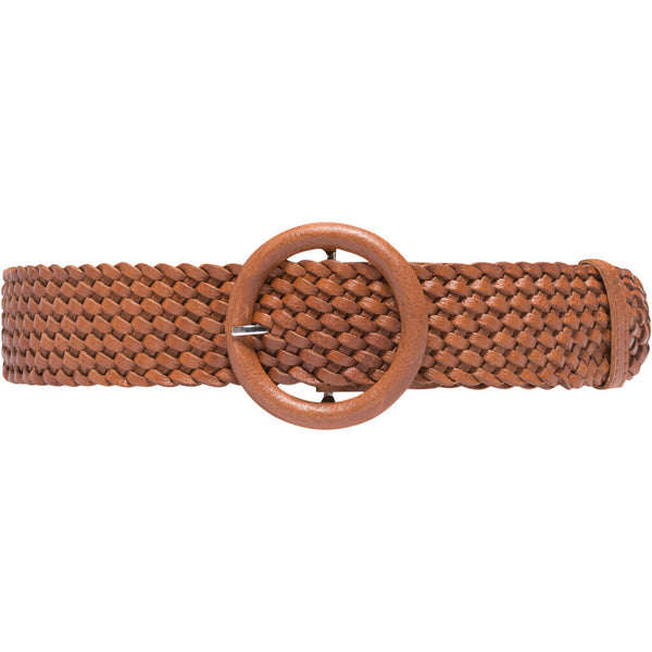 DEPECHE Wide braided leather belt Belts 014 Cognac