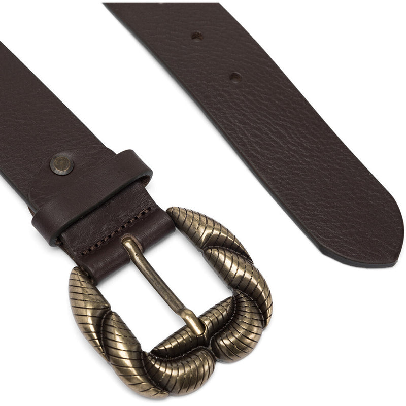DEPECHE Wide jeans leatherbelt with nice buckle Belts 161 Dark brown