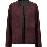 Depeche leather wear Zita Short 2in1 Jacket Jacket 339 Deep Plum / Black kombi