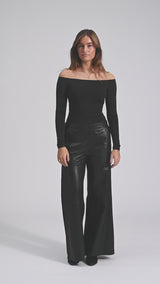 Depeche leather wear Mia loose fit leather pants Pants 099 Black (Nero)